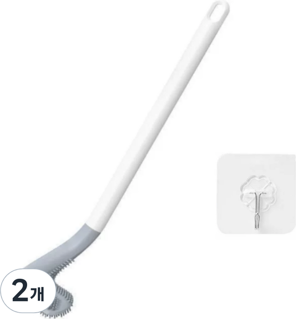 실리콘 틈새 화장실 커브 변기 청소솔, 화이트, 2개