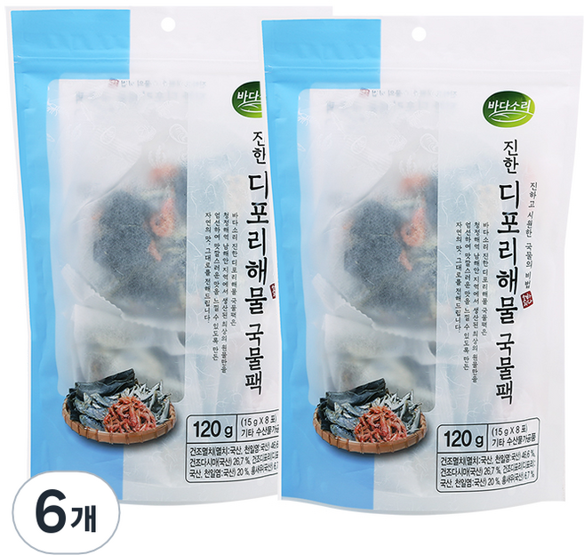 바다소리 진한 디포리해물 국물팩, 120g, 6개