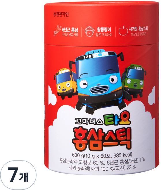 천지인 꼬마버스 타요 홍삼스틱, 600g, 7개