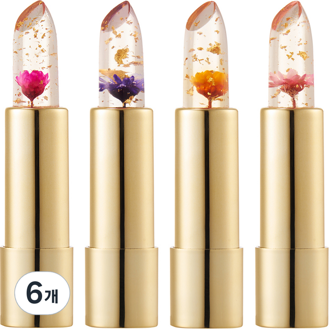 칼리즈메이 꽃 립스틱 4종 세트, 6개, 미닛메이드 + 드림퍼플 + 바비돌파우더 + 플레임레드