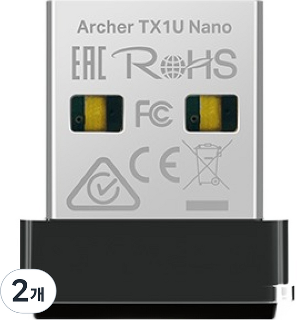 티피링크 AX300 Wi-Fi 6 무선 나노 USB 랜카드 데스크탑용, 2개, Archer TX1U Nano