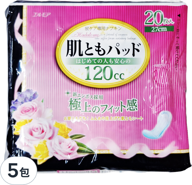 ELLEMOI 日本一番 失禁棉墊 中量型, 27cm, 20片, 5包