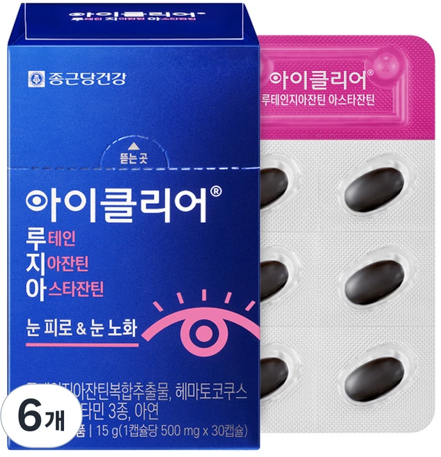 아이클리어 정품 루테인지아잔틴 아스타잔틴, 6개, 30정 - 쿠팡