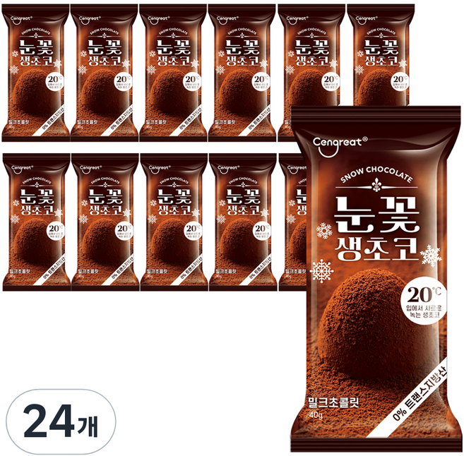 센그레이트 눈꽃생초코 밀크, 24개, 40g