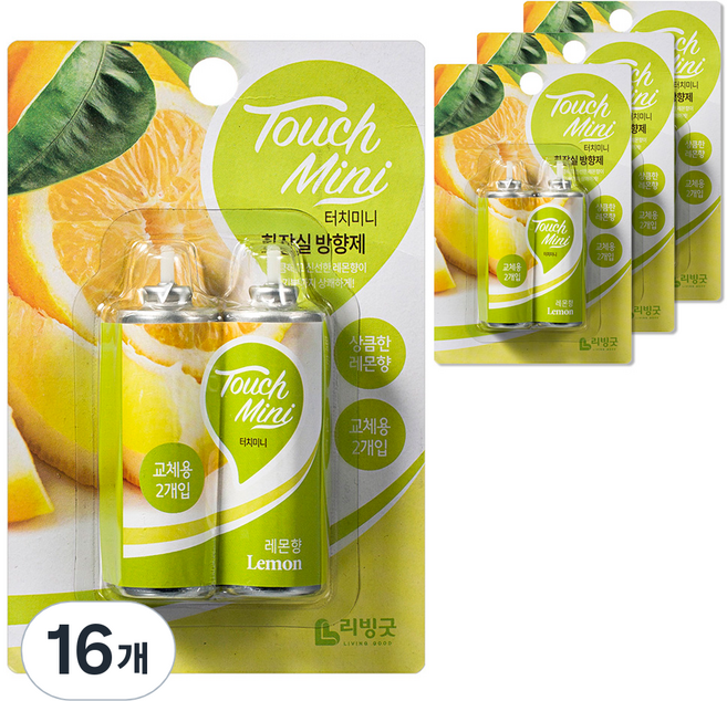 리빙굿 터치미니 화장실 방향제 리필, 26ml, 16개
