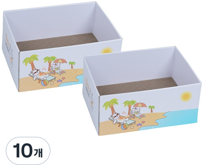 멍냥이노리터 고양이 숨숨박스 스크래쳐, 해변, 10개