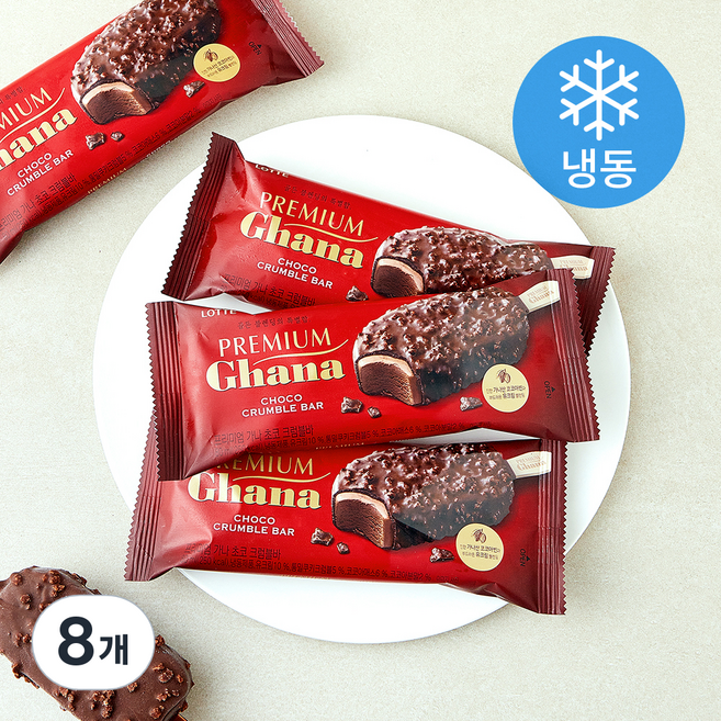 롯데웰푸드 프리미엄 가나 아이스 초코 크럼블바 (냉동), 8개, 1개입, 80ml