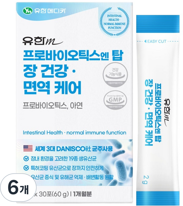 유한메디카 프로바이오틱스 엔 탑 장건강 · 면역 케어 30p, 60g, 6개