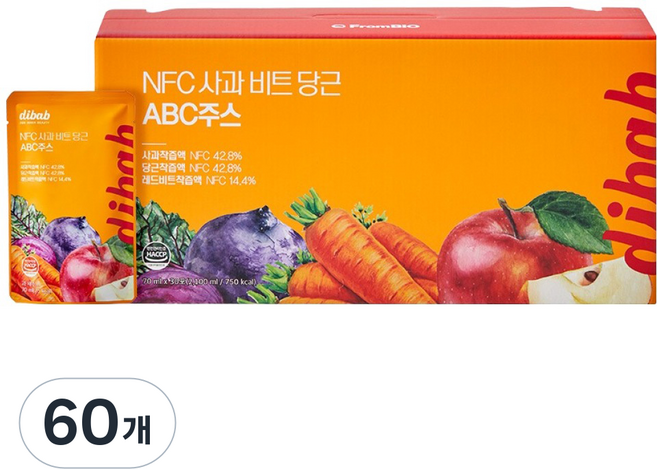 dibab NFC蘋果甜菜根胡蘿蔔ABC果汁, 90個