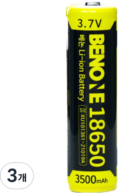 BENONE 18650 3500mAh 대용량 고효율 배터리, 1개입, 3개