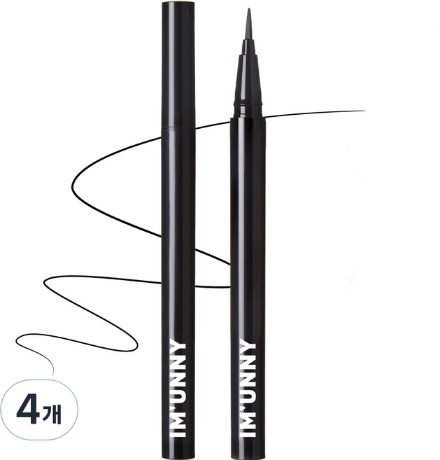 아임유니 스키니 핏 펜 아트 리퀴드 아이라이너, A01 킬블랙, 4개