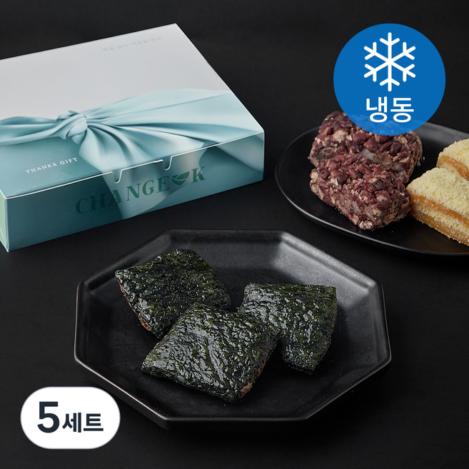 창억 어린쑥 밥알 팥앙금인절미 50g x 4입 + 호박인절미 50g x 2입 + 통팥찰떡 50g x 2입 선물세트 + 쇼핑백 (냉동), 5세트