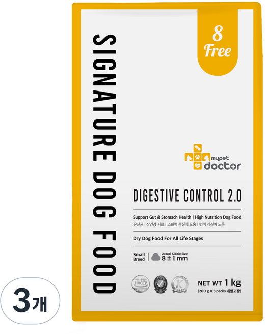 마이펫닥터 강아지 다이제스티브 컨트롤 2.0 사료, 장건강/유산균, 1kg, 3개