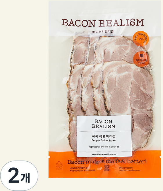 베이컨리얼리즘 페퍼 목살 베이컨, 200g, 2개