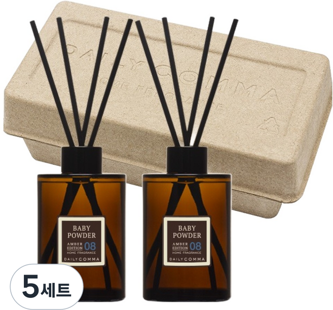 데일리콤마 엠버 에디션 디퓨져 200ml 2p + 블랙리드스틱 8p 세트, 베이비파우더, 5세트