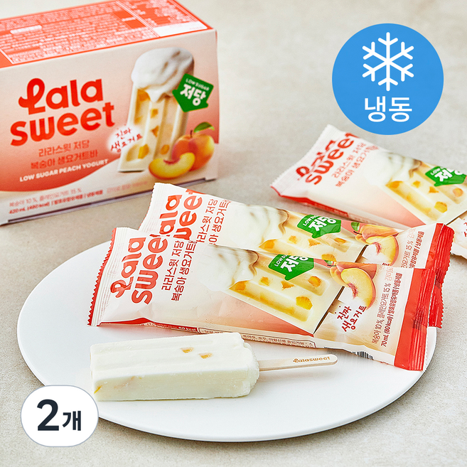 라라스윗 저당 복숭아 생요거트바 (냉동), 2개, 6개입, 70ml