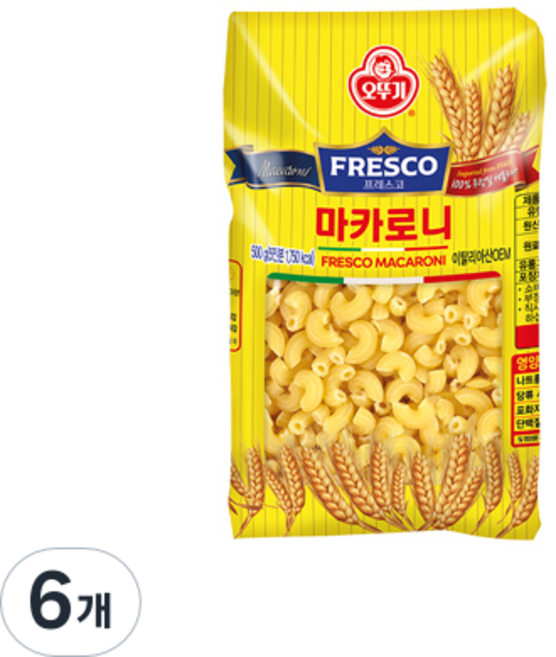 오뚜기 프레스코 마카로니, 500g, 6개