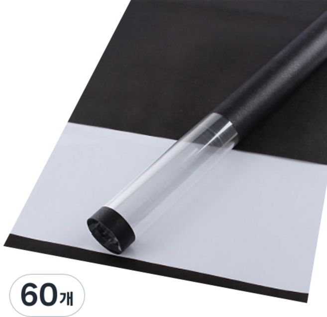 에스피글로벌 클리어 라인 장미 한송이 플라워 포장지, 블랙, 60개