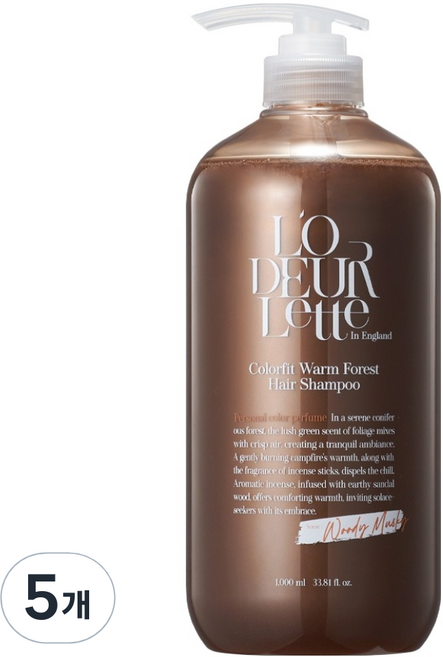 로더렛 컬러핏 웜 포레스트 샴푸 우디머스키향, 5개, 1L