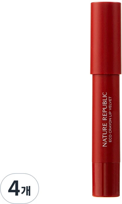 네이처리퍼블릭 바이플라워 에코 크레용 립벨벳, 04 칠리레드, 4개 - 쿠팡