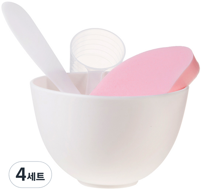 비타할로 모델링 팩 도구 4종 세트(팩볼 + 계량컵 + 스파츌라 대 + 해면), 혼합색상, 4세트