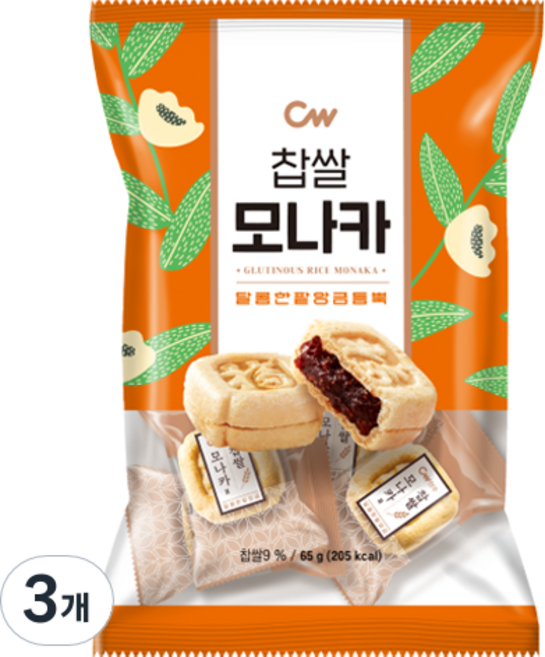 청우식품 찹쌀 모나카 과자, 65g, 3개