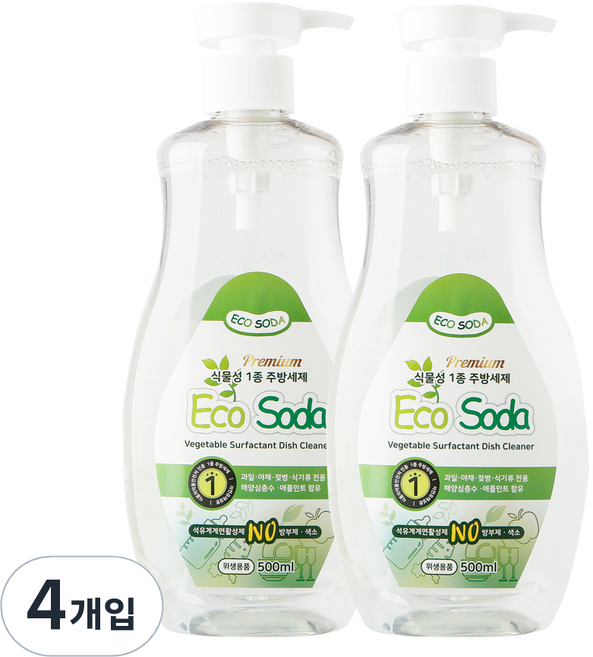 에코소다 식물성 1종 주방세제, 500ml, 4개