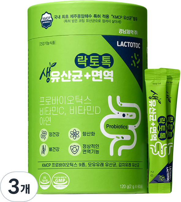 경남제약 락토톡 생유산균 면역 60포, 120g, 3개