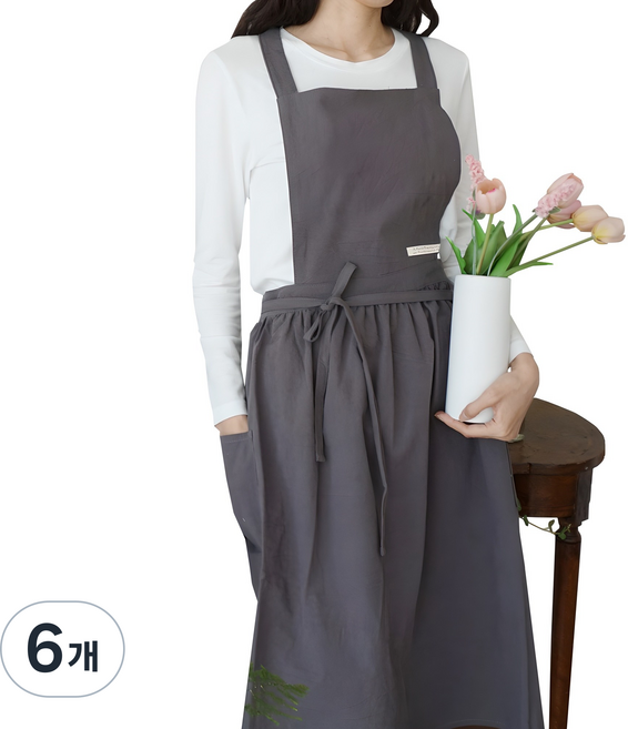 잇츠온 코튼 파스텔 원피스 앞치마, 차콜, 6개