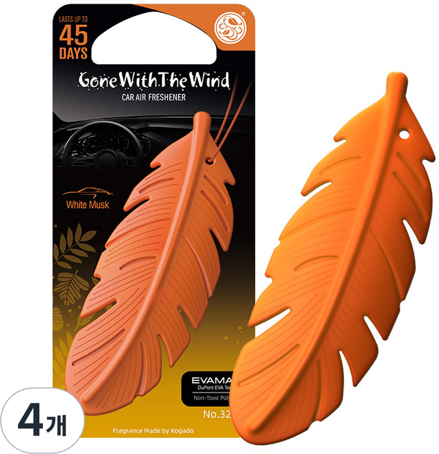 코가도 페더 차량용 방향제, 4개, 화이트 머스크