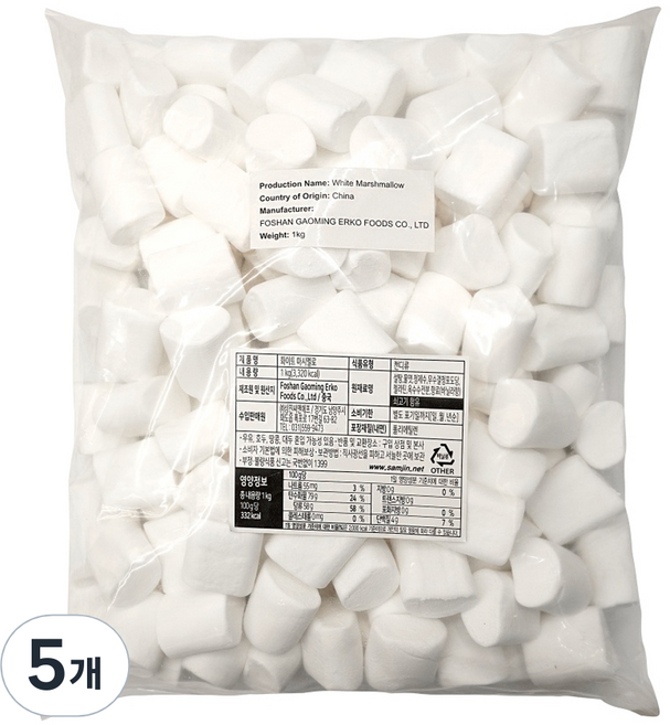 삼진 화이트 마시멜로, 5개, 1kg