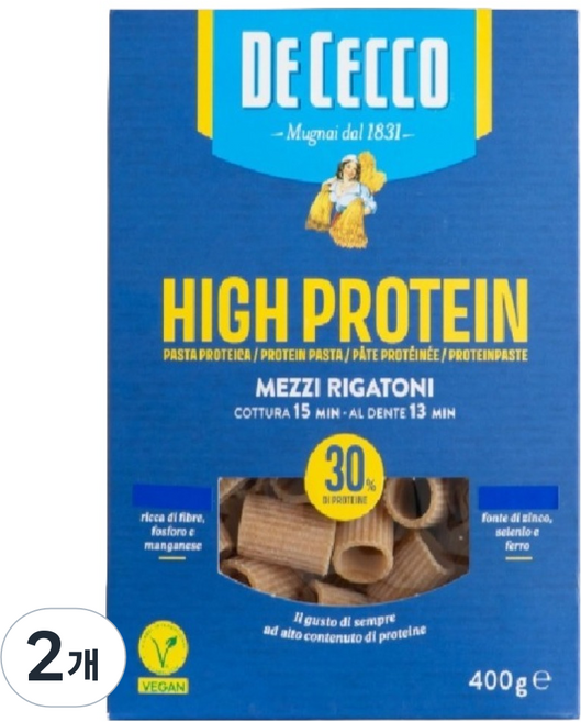 데체코 하이 프로틴 메찌 리가토니, 400g, 2개