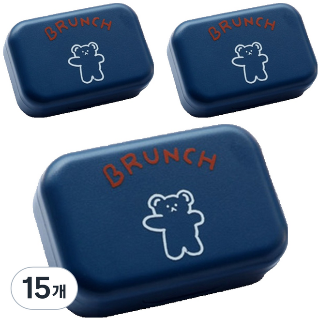 소울리치 심플 콘텍트렌즈 케이스, 브런치베어 블루, 15개