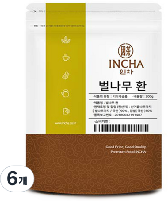 인차 벌나무 환, 6개, 200g
