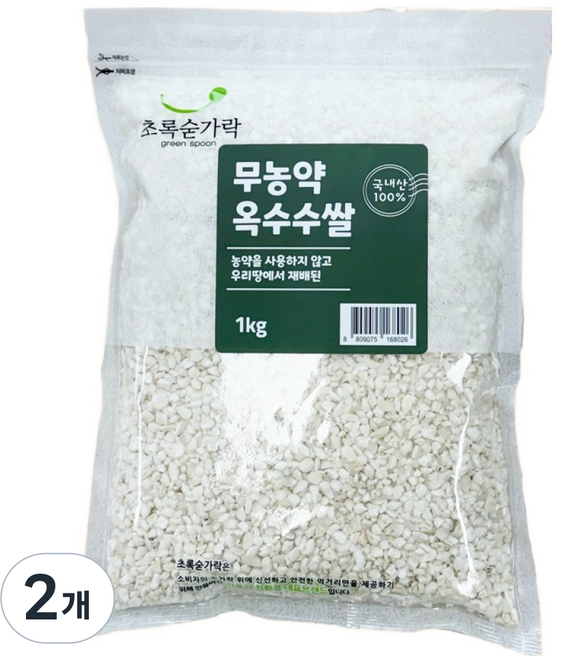 초록숟가락 무농약 옥수수쌀, 1kg, 2개