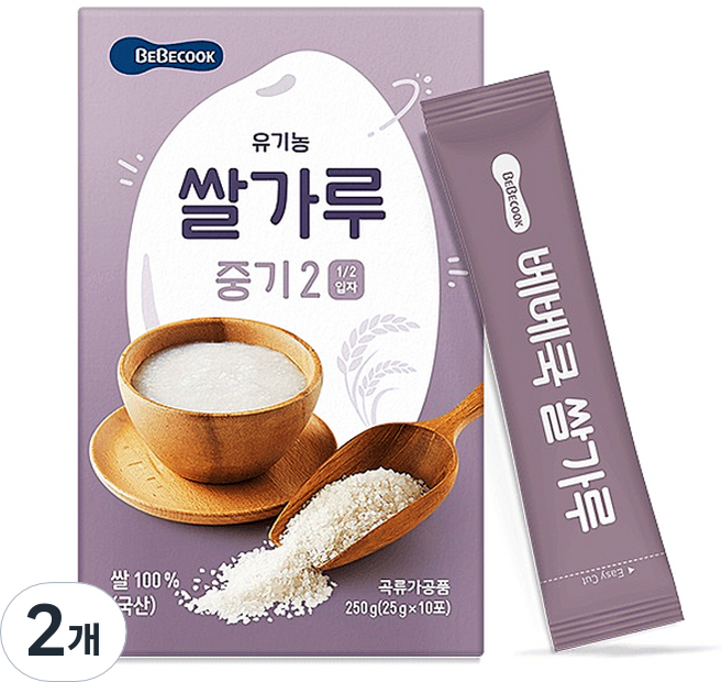 베베쿡 쌀가루 이유식 중기2, 250g, 2개