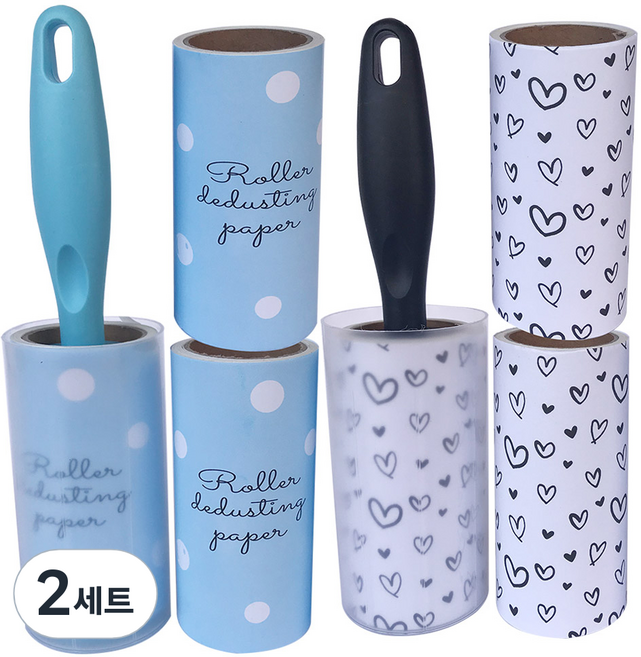 퍼닉 유니크 사선테이프 롤 클리너 일자형 블루/블랙 + 리필 3p 세트, 2세트