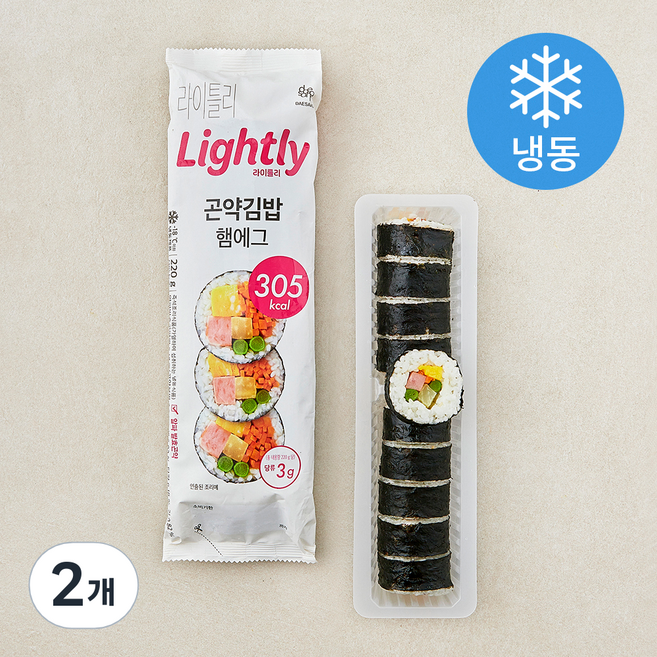 라이틀리 곤약김밥 햄에그 (냉동), 220g, 2개