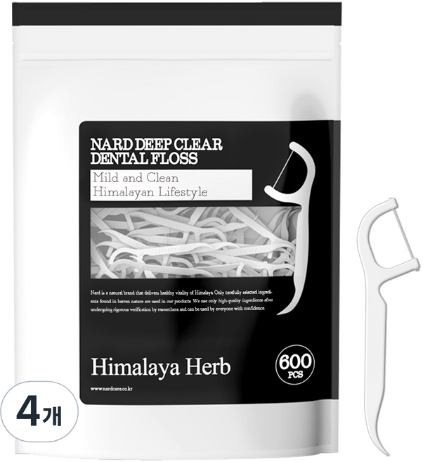 나드 딥클리어 덴탈 치실, 600개입, 4개