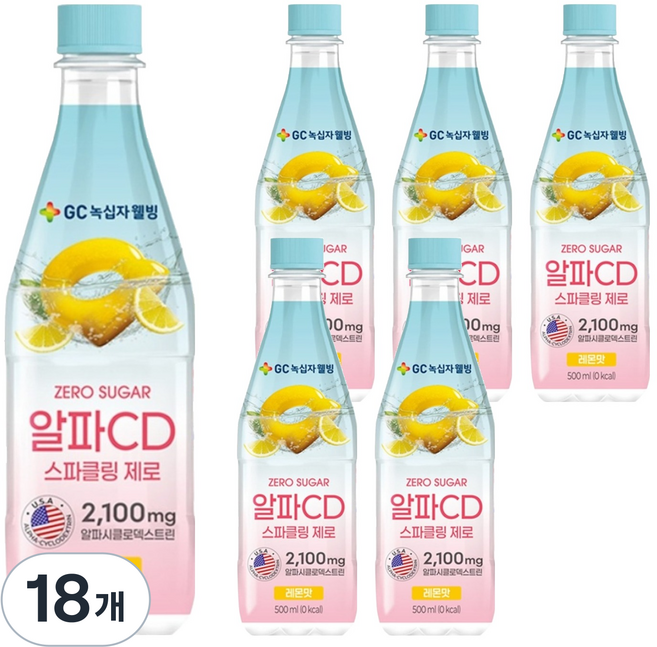GC녹십자웰빙 알파CD 스파클링 제로 레몬맛, 18개, 500ml
