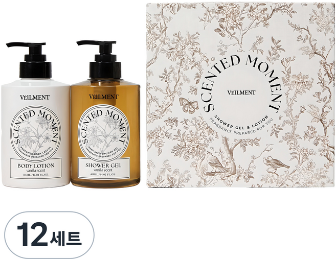 벨먼 센티드 모먼트 우디바닐라 샤워젤 415ml + 바디로션 415ml 선물 세트 + 쇼핑백, 12세트