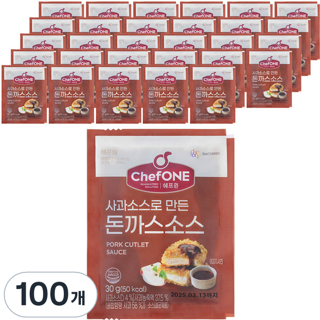 쉐프원 일회용 사과소스로 만든 돈까스소스, 100개, 30g