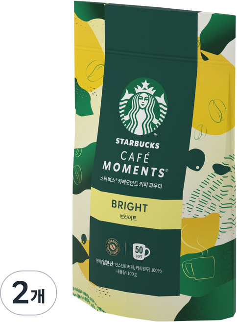 스타벅스 카페모먼트 브라이트 파우치 원두커피믹스, 100g, 2개, 1개입