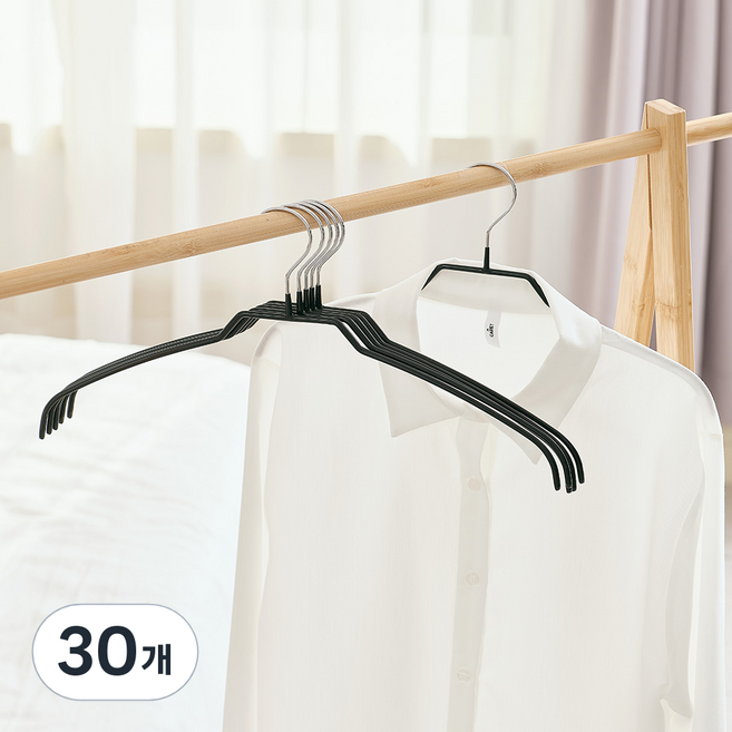 살림의기술 스타일 슬림 옷걸이 맨, 블랙, 30개