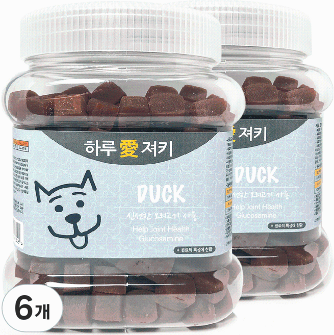 하루애 강아지 져키, 오리고기, 400g, 6개