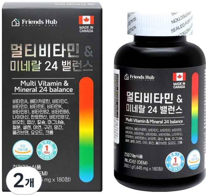 Friends Hub 綜合維他命 & 礦物質 24 平衡 260.1g, 2個, 180錠