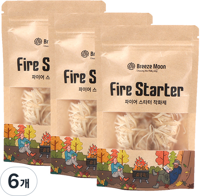 브리즈문 우드 고체연료 파이어스타터 착화제, 50g, 6개