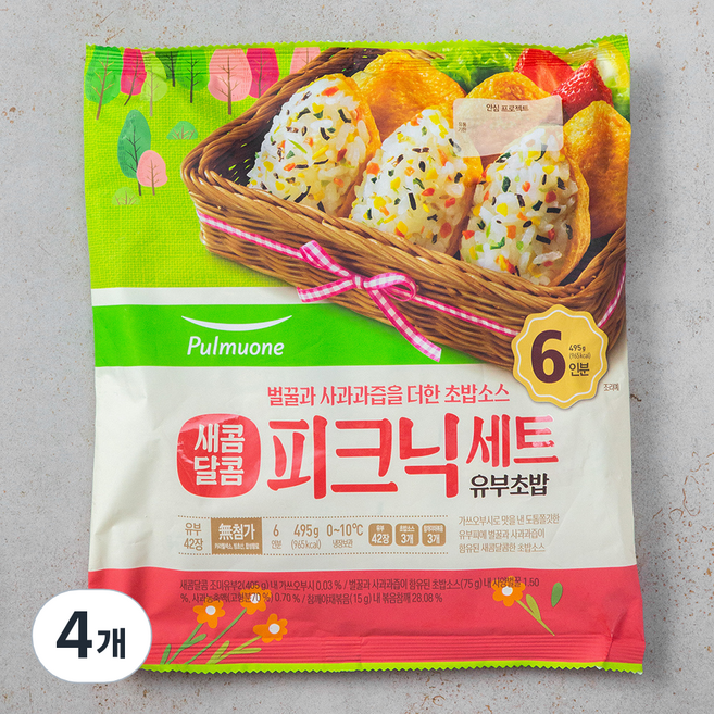 풀무원 새콤달콤 피크닉세트 유부초밥 6인분, 495g, 4개