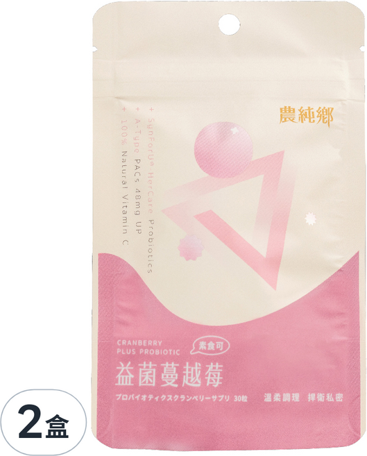 農純鄉 益菌蔓越莓膠囊, 30顆, 0.5g, 2包
