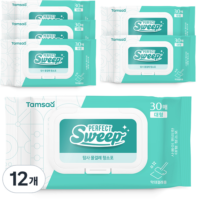 탐사 물걸레 청소포 대형 30매 캡형, 50g, 12개